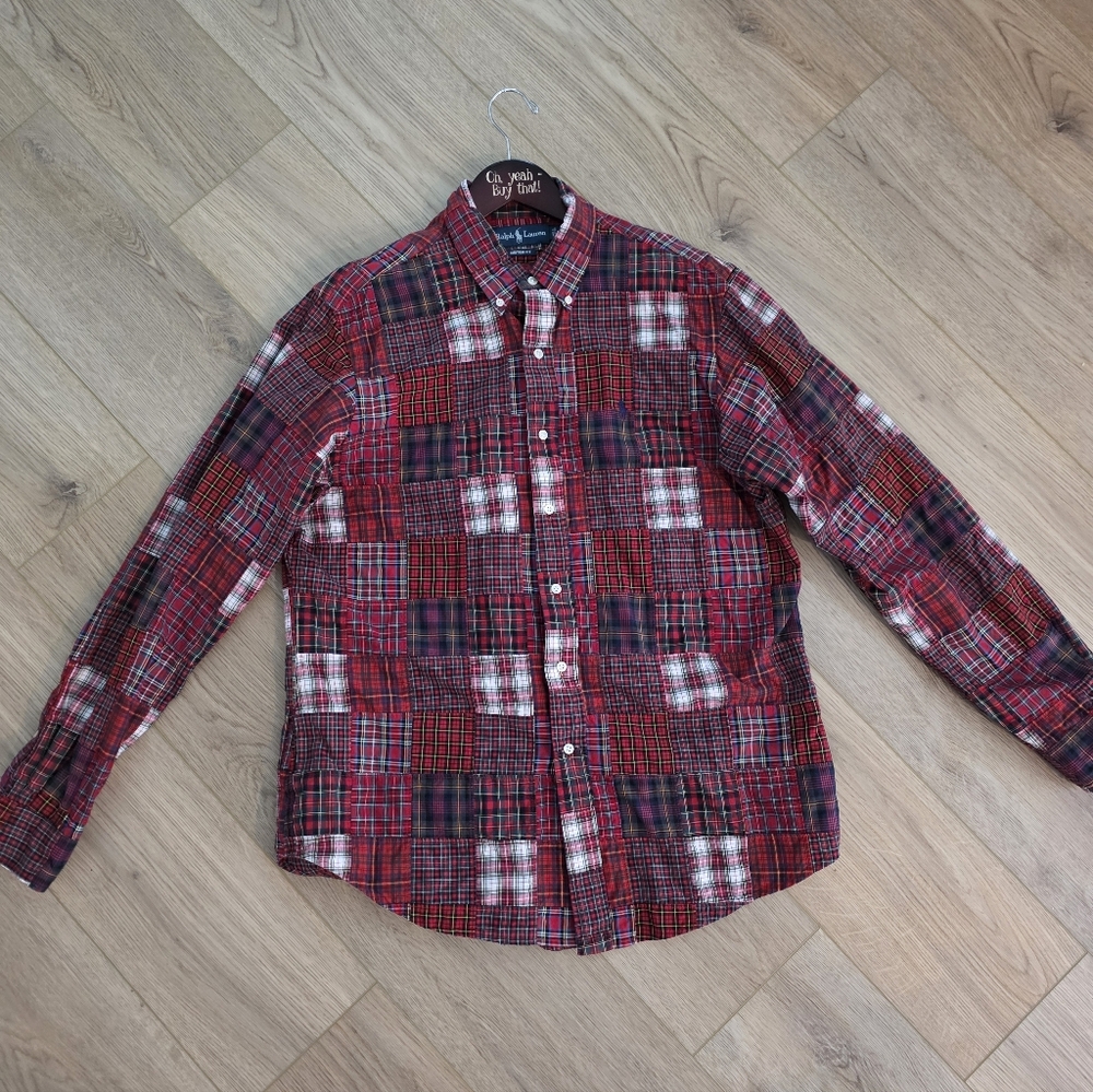 90's Polo Ralph Lauren Muticolor Patchwork Button Down Cotton Shirt Large